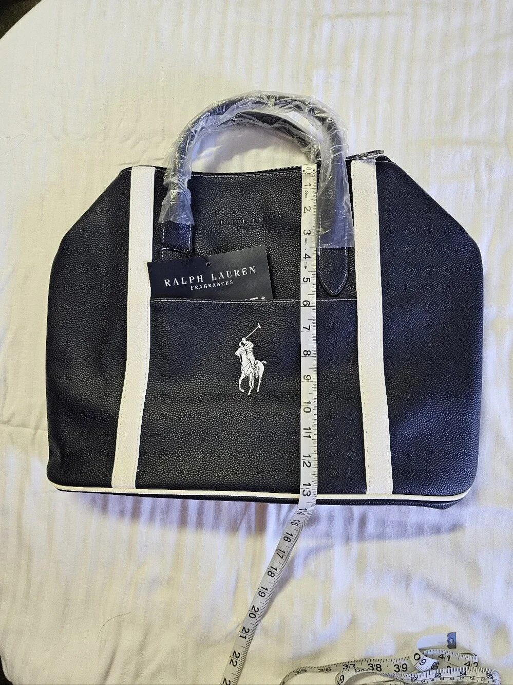 Ralph Lauren Navy and White Polo Duffle Bag